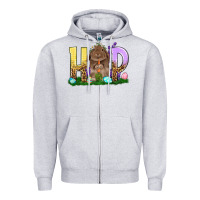 Heather Grey Hop Rabbit Easter Day Zipper Hoodie - HowdyJamesFarm