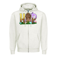 Oatmeal Heather Hop Rabbit Easter Day Zipper Hoodie - HowdyJamesFarm