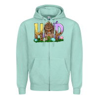 Seafoam Hop Rabbit Easter Day Zipper Hoodie - HowdyJamesFarm