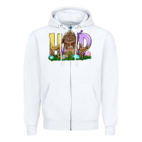White Hop Rabbit Easter Day Zipper Hoodie - HowdyJamesFarm