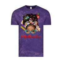 Cloud Purple Afro Messy Bun Best Teacher With Leopard Glasses Bbs Vintage Tee - BundleAndBundleShop