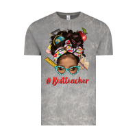 Cloud Rock Afro Messy Bun Best Teacher With Leopard Glasses Bbs Vintage Tee - BundleAndBundleShop