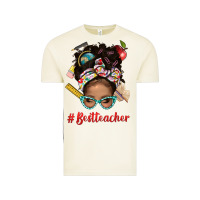 Vintage Arctic Afro Messy Bun Best Teacher With Leopard Glasses Bbs Vintage Tee - BundleAndBundleShop