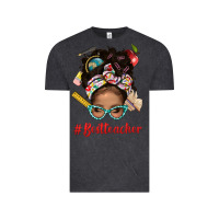 Vintage Black Afro Messy Bun Best Teacher With Leopard Glasses Bbs Vintage Tee - BundleAndBundleShop