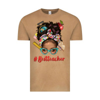 Vintage Camel Afro Messy Bun Best Teacher With Leopard Glasses Bbs Vintage Tee - BundleAndBundleShop