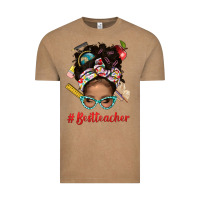 Afro Messy Bun Best Teacher With Leopard Glasses Bbs Vintage Tee | Teevron