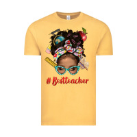 Vintage Mustard Afro Messy Bun Best Teacher With Leopard Glasses Bbs Vintage Tee - BundleAndBundleShop