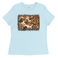 Baby Blue distressed leopard cowhide background Ladies Tee - Jasminsmagicworld