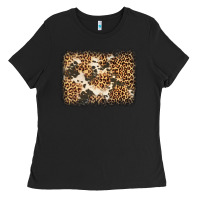 Black distressed leopard cowhide background Ladies Tee - Jasminsmagicworld