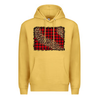 Antique Gold leopard buffalo plaid background Premium Hoodie - CowCowDesign