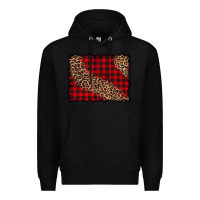 Black leopard buffalo plaid background Premium Hoodie - CowCowDesign