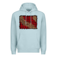 Blue Mist leopard buffalo plaid background Premium Hoodie - CowCowDesign
