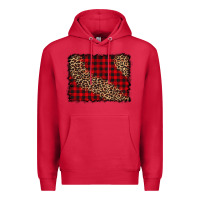 Cardinal leopard buffalo plaid background Premium Hoodie - CowCowDesign