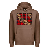 Chestnut leopard buffalo plaid background Premium Hoodie - CowCowDesign