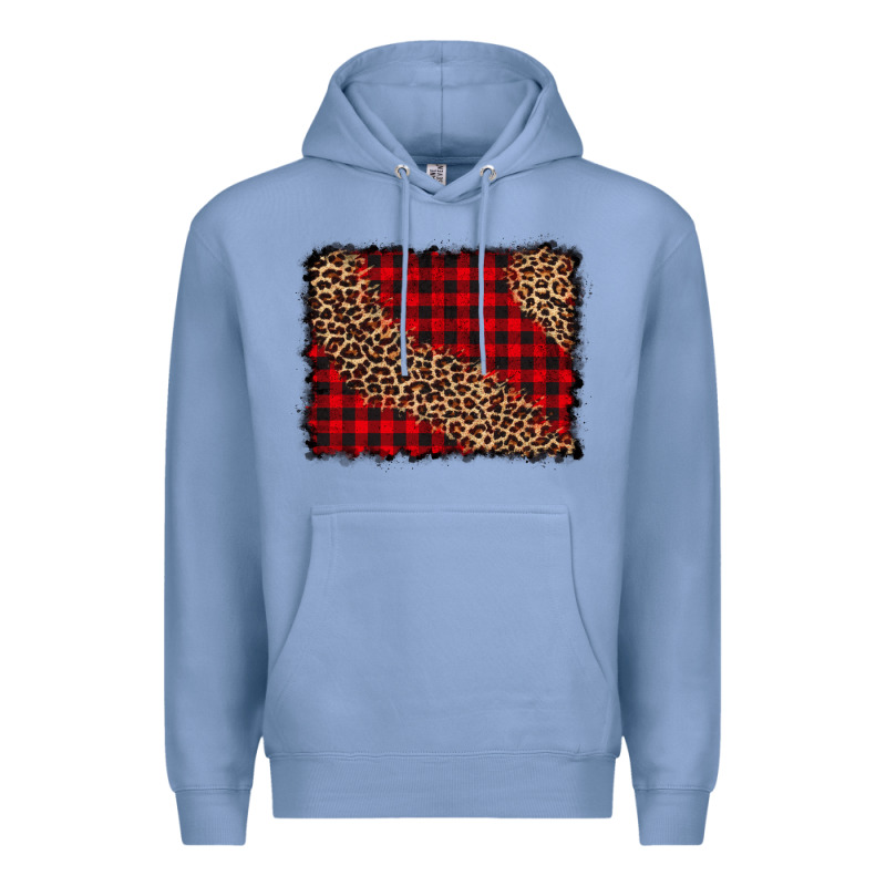Leopard Buffalo Plaid Background Premium Hoodie by CowCowDesign | Teevron