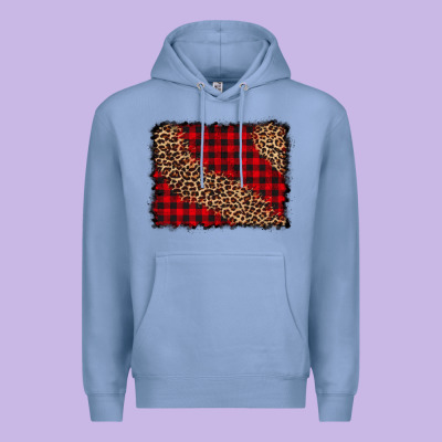 Leopard Buffalo Plaid Background Premium Hoodie Designed By Cowcowdesign