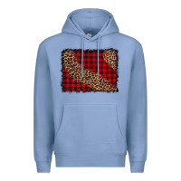 Colony Blue leopard buffalo plaid background Premium Hoodie - CowCowDesign