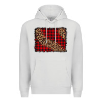 Dove Grey leopard buffalo plaid background Premium Hoodie - CowCowDesign