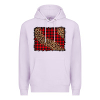Lilac leopard buffalo plaid background Premium Hoodie - CowCowDesign