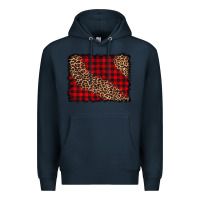 Navy leopard buffalo plaid background Premium Hoodie - CowCowDesign