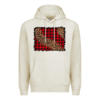 Oatmeal Heather leopard buffalo plaid background Premium Hoodie - CowCowDesign