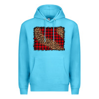 Ocean Blue leopard buffalo plaid background Premium Hoodie - CowCowDesign