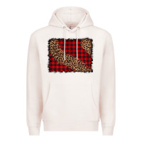 Pale Pink leopard buffalo plaid background Premium Hoodie - CowCowDesign