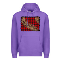 Purple leopard buffalo plaid background Premium Hoodie - CowCowDesign