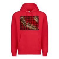 Red leopard buffalo plaid background Premium Hoodie - CowCowDesign
