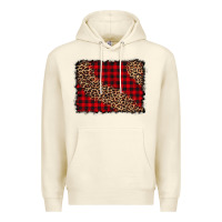 Sandshell leopard buffalo plaid background Premium Hoodie - CowCowDesign