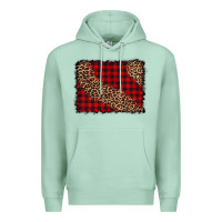 Seafoam leopard buffalo plaid background Premium Hoodie - CowCowDesign