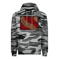 Slate Camo leopard buffalo plaid background Premium Hoodie - CowCowDesign