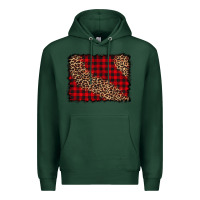 Sports Green leopard buffalo plaid background Premium Hoodie - CowCowDesign