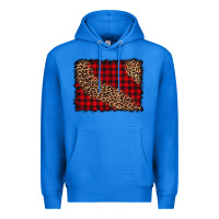 True Royal leopard buffalo plaid background Premium Hoodie - CowCowDesign
