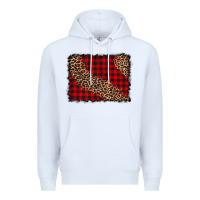 White leopard buffalo plaid background Premium Hoodie - CowCowDesign