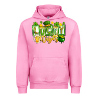 Fuchsia Pink Lucky Vibes Urban Hoodie - CowhideDigitalArt