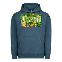 Pigment Midnight Navy Lucky Vibes Urban Hoodie - CowhideDigitalArt