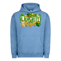 Pigment Pebble Blue Lucky Vibes Urban Hoodie - CowhideDigitalArt