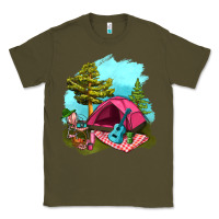 Army Green Glamping Camp And Pink Tent Classic Tee - BundleAndBundleShop