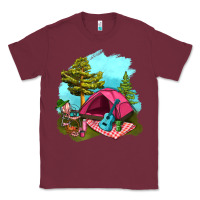 Burgundy Glamping Camp And Pink Tent Classic Tee - BundleAndBundleShop