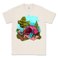 Natural Glamping Camp And Pink Tent Classic Tee - BundleAndBundleShop