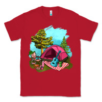 Red Glamping Camp And Pink Tent Classic Tee - BundleAndBundleShop