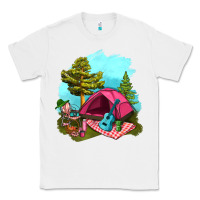 White Glamping Camp And Pink Tent Classic Tee - BundleAndBundleShop