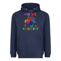 Navy Ask me about neurodiversity Heavyweight Hoodie - FaDigitalArtStudio