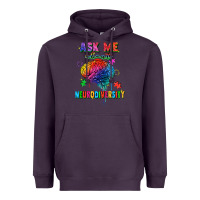 Plum Ask me about neurodiversity Heavyweight Hoodie - FaDigitalArtStudio