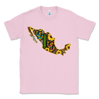 Bubblegum Pink Guerrero Mexico Serape Cactus Sunflower Map Classic Tee - RanaPortraitStore