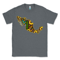 Charcoal Heather Guerrero Mexico Serape Cactus Sunflower Map Classic Tee - RanaPortraitStore