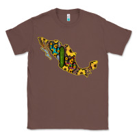 Chestnut Guerrero Mexico Serape Cactus Sunflower Map Classic Tee - RanaPortraitStore