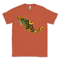 Copper Guerrero Mexico Serape Cactus Sunflower Map Classic Tee - RanaPortraitStore