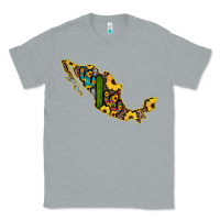 Heather Grey Guerrero Mexico Serape Cactus Sunflower Map Classic Tee - RanaPortraitStore